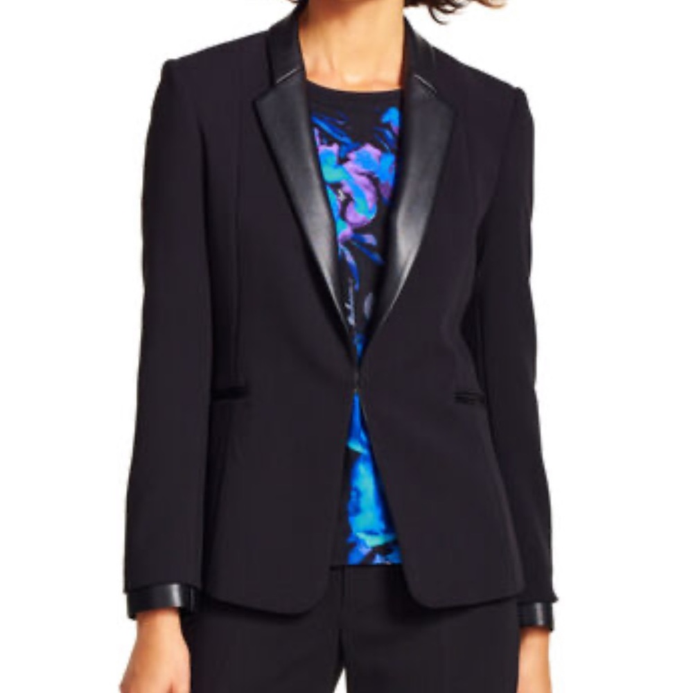 Adrianna Papell Leather detail Blazer